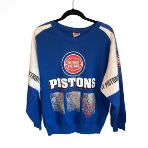 Vintage 90's Detroit Pistons Graphic Crewneck Sweatshirt Men's Size L